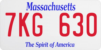 MA license plate 7KG630