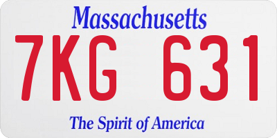 MA license plate 7KG631