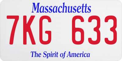 MA license plate 7KG633