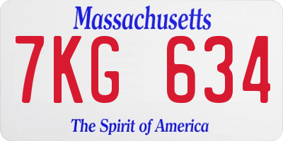 MA license plate 7KG634