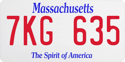 MA license plate 7KG635