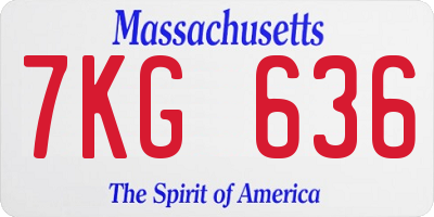 MA license plate 7KG636