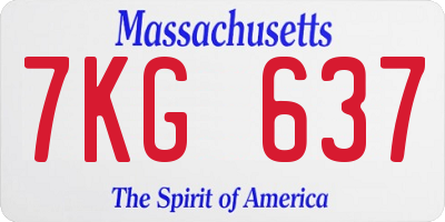 MA license plate 7KG637