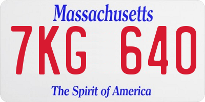 MA license plate 7KG640