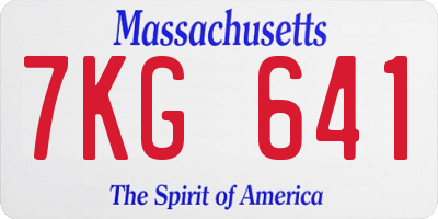MA license plate 7KG641