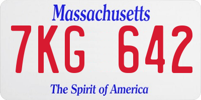 MA license plate 7KG642
