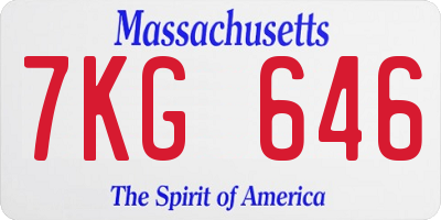 MA license plate 7KG646