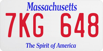 MA license plate 7KG648