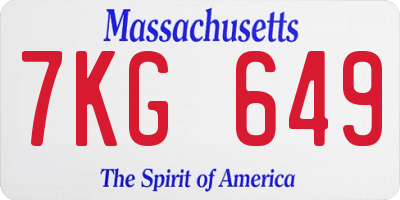 MA license plate 7KG649