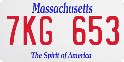 MA license plate 7KG653