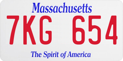 MA license plate 7KG654