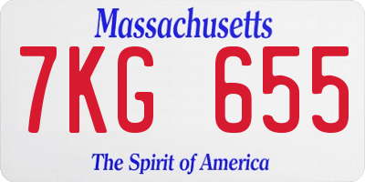 MA license plate 7KG655