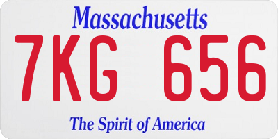 MA license plate 7KG656