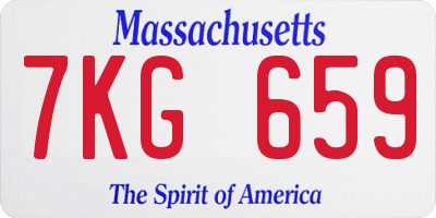 MA license plate 7KG659