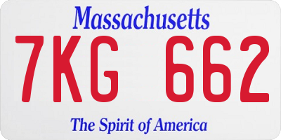 MA license plate 7KG662