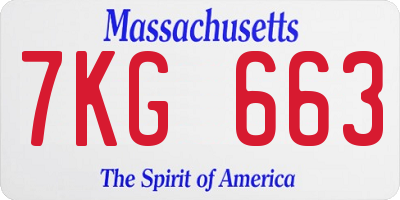 MA license plate 7KG663