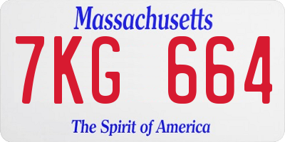 MA license plate 7KG664