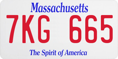 MA license plate 7KG665