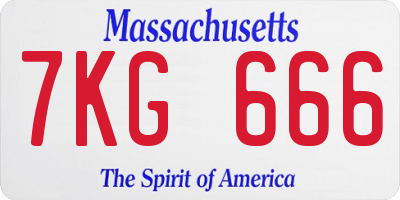 MA license plate 7KG666