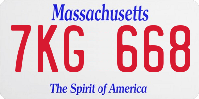 MA license plate 7KG668