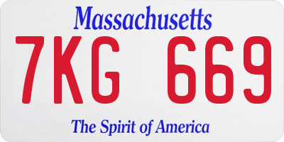 MA license plate 7KG669