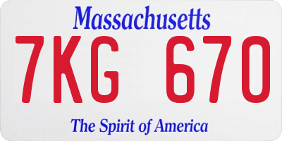 MA license plate 7KG670