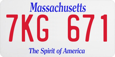 MA license plate 7KG671