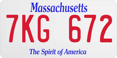 MA license plate 7KG672