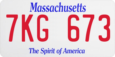 MA license plate 7KG673