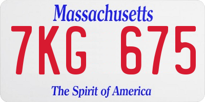 MA license plate 7KG675