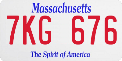 MA license plate 7KG676