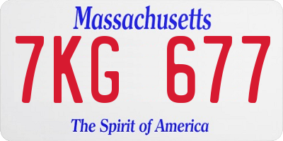 MA license plate 7KG677