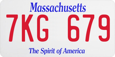 MA license plate 7KG679