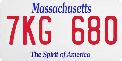 MA license plate 7KG680