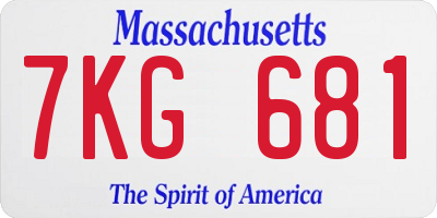 MA license plate 7KG681