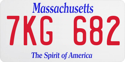 MA license plate 7KG682