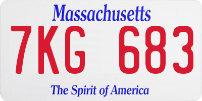 MA license plate 7KG683