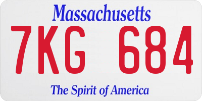 MA license plate 7KG684