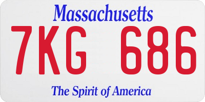 MA license plate 7KG686