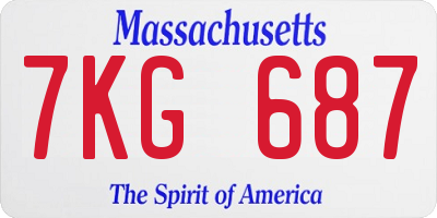 MA license plate 7KG687