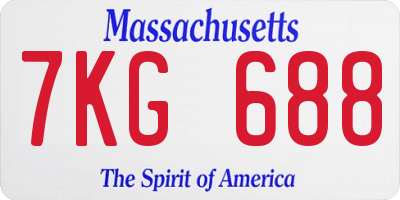 MA license plate 7KG688
