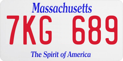 MA license plate 7KG689