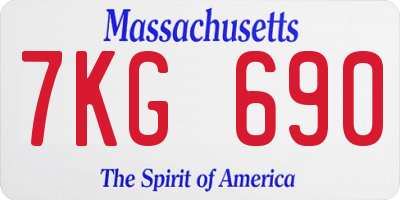 MA license plate 7KG690