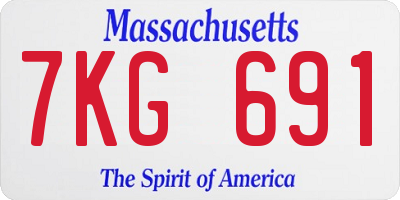 MA license plate 7KG691