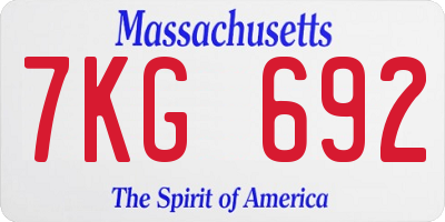 MA license plate 7KG692