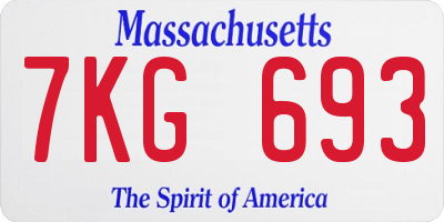 MA license plate 7KG693