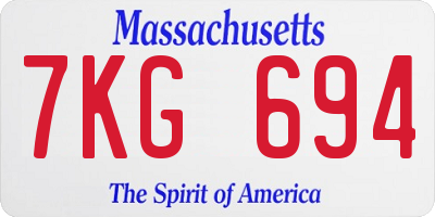 MA license plate 7KG694