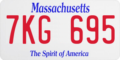 MA license plate 7KG695