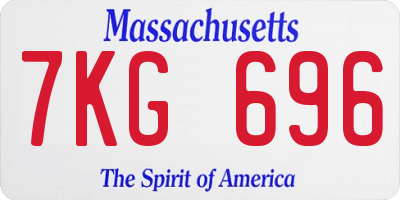MA license plate 7KG696