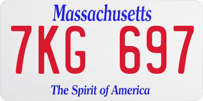 MA license plate 7KG697